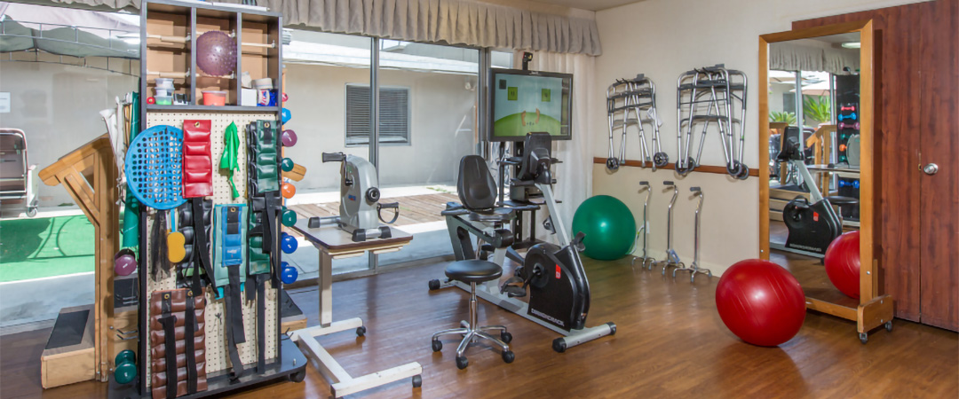 The rehab gym at Bay Crest Care Center